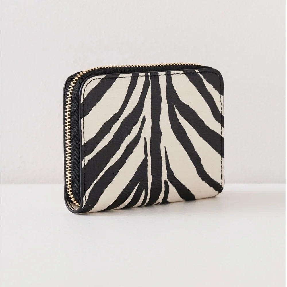 Mansur Gavriel Compact Zip zebra-print wallet - Picture 2 of 4